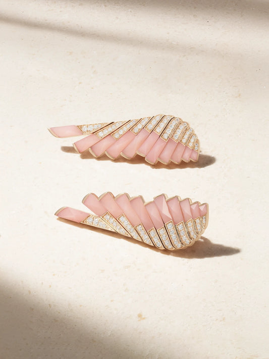 Wings Rising 18-karat Rose Gold, Opal And Diamond Earrings