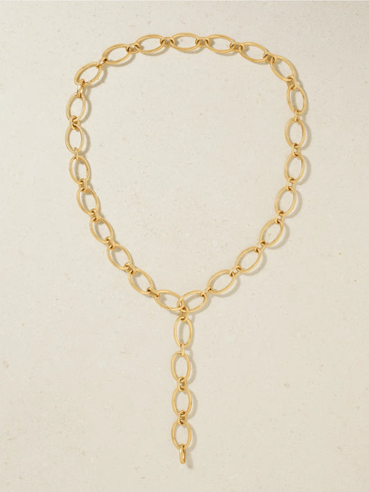 Oval Link Chain 18-karat Gold Necklace And Bracelet Set