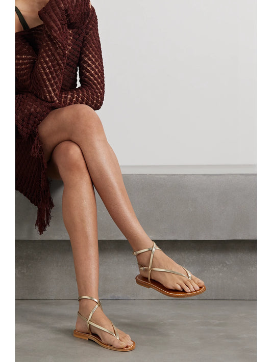 + Net Sustain Abako Metallic Leather Sandals