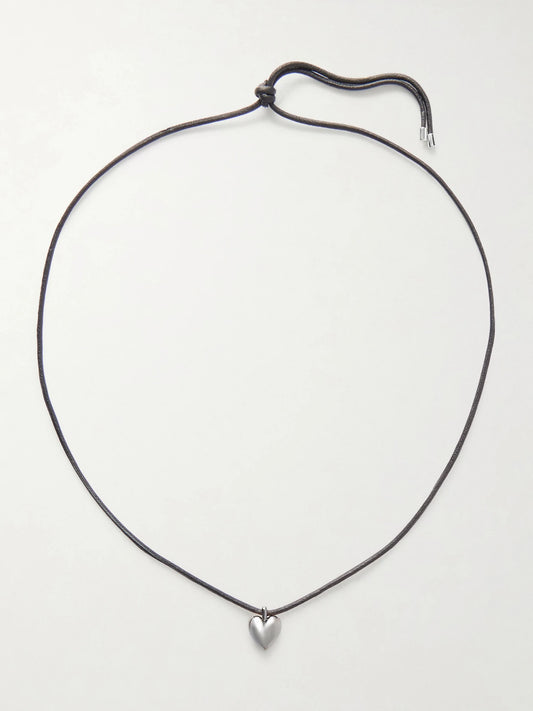 Puffy Heart Silver-plated And Leather Choker
