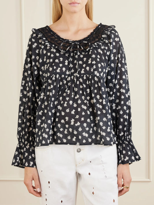 Danielle Floral-print Cotton-voile Blouse