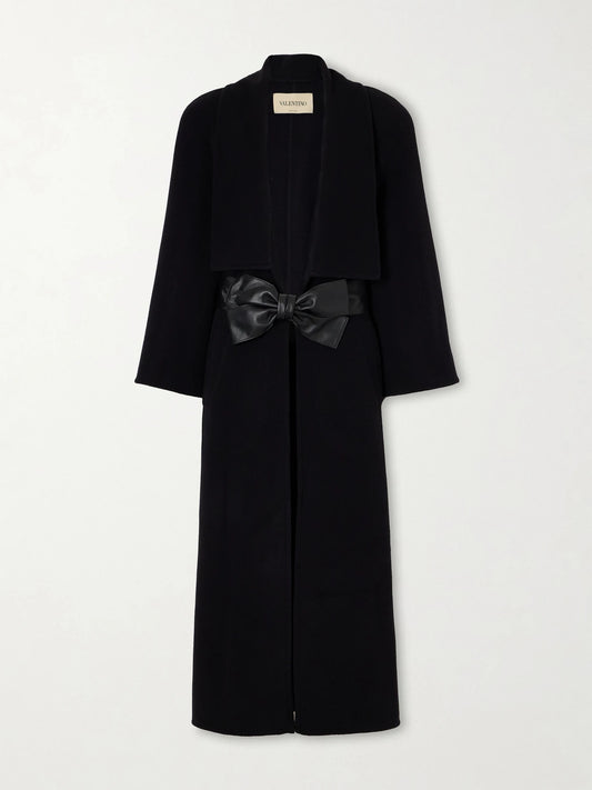 Valentino Garavani Belted Leather-trimmed Wool And Cashmere-blend Coat