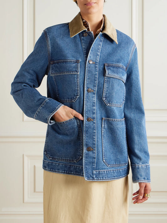 Dean Corduroy-trimmed Denim Jacket