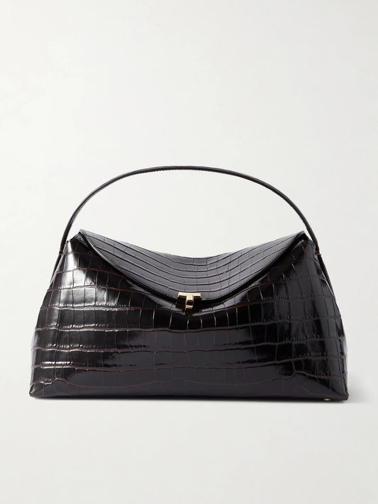T-lock Croc-effect Leather Shoulder Bag