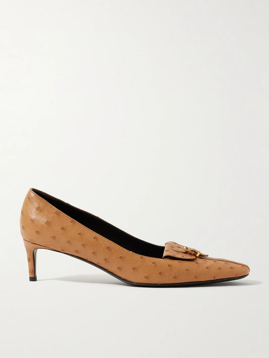 KHAITE Celia Pocket Buckled Ostrich Pumps