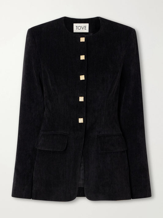 TOVE Moya Button-embellished Velvet Jacket