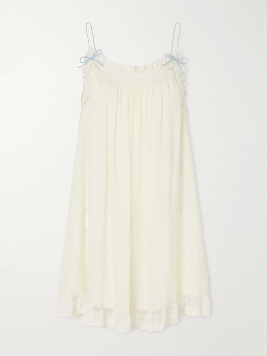 DÔEN Penelope Lace-trimmed Silk Mini Dress