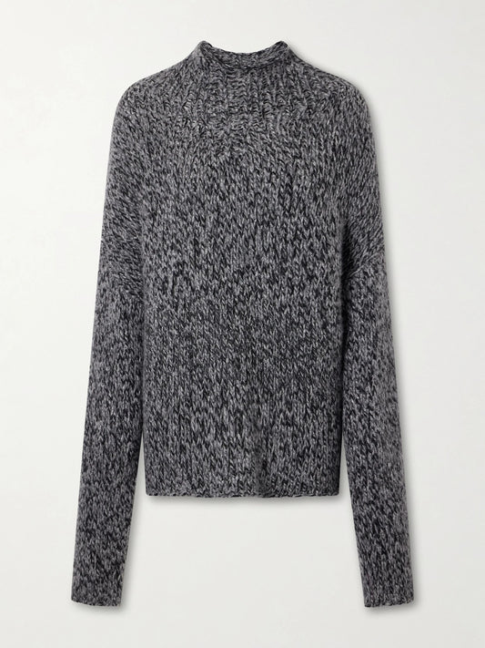 KHAITE Seth Oversized Cashmere And Silk-blend Mélange Turtleneck Sweater