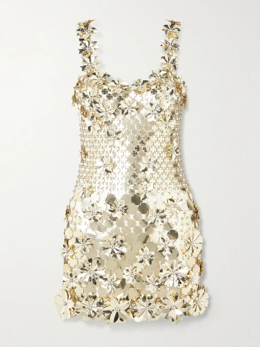 Embellished Chainmail Mini Dress