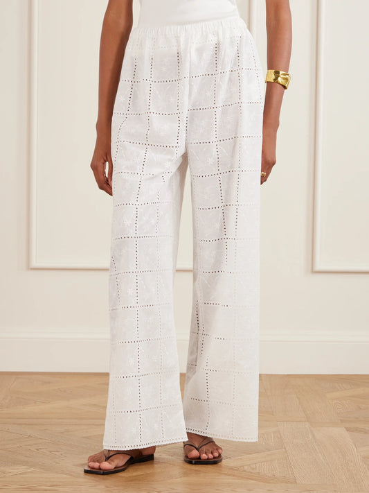Mora Broderie Anglaise Straight-leg Pants