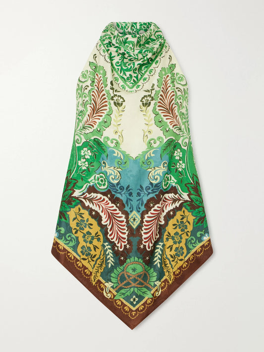 ALÉMAIS Florence Floral-jacquard Satin Top