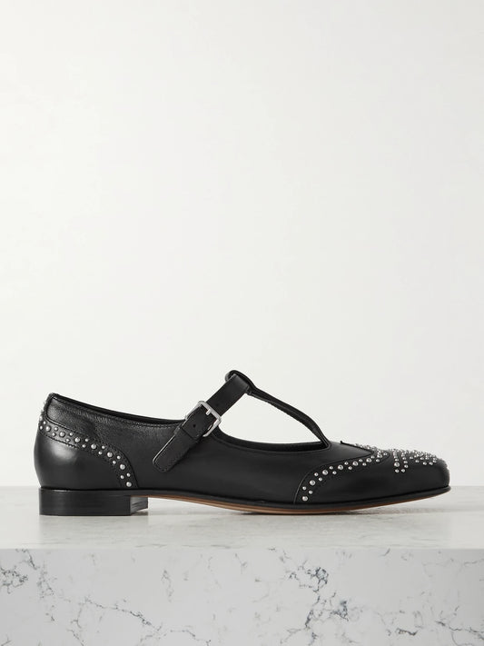 Opal Studded Leather Mary Jane Brogues