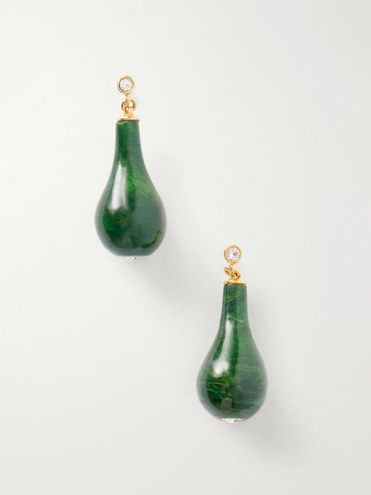 Drop Gold-plated Jade Earrings