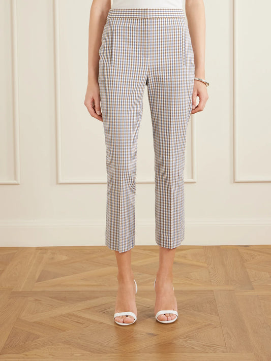 Arte Checked Cotton-seersucker Skinny Pants