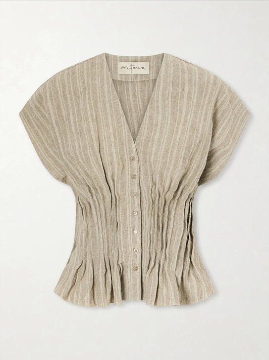 Camila Gathered Linen Top