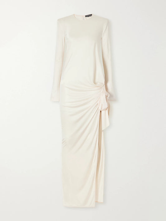 The Attico Knotted Draped Satinmaxi Dress