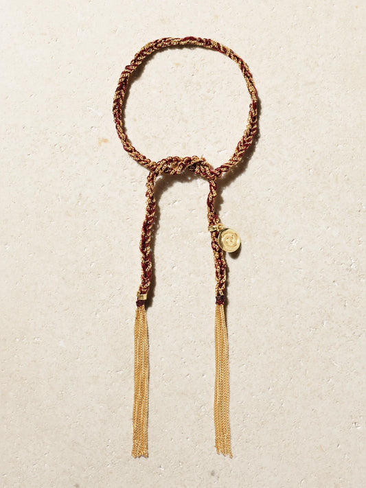 Lucky Passion + Swirl 18-karat Gold And Silk Bracelet