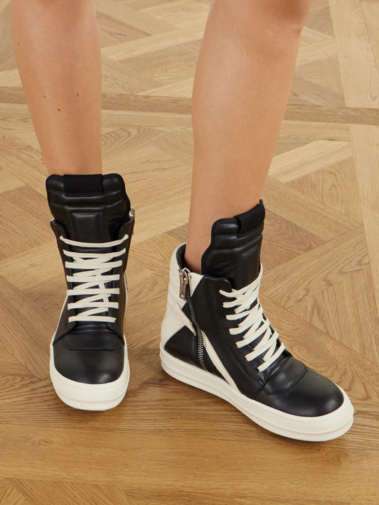 Rick Owens Geobasket Two-tone Leather High-top Sneakers