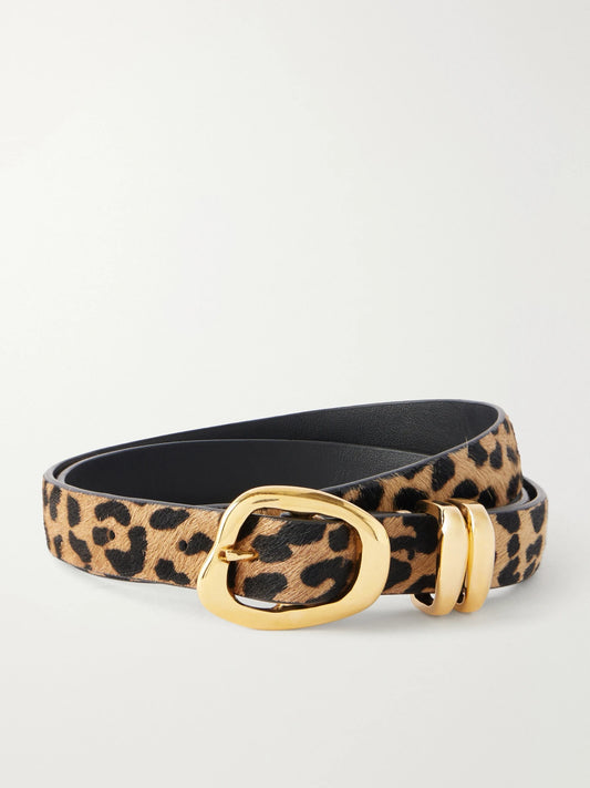AMANU The Tugela Leopard-print Calf-hair Belt