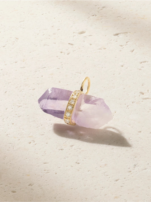 Veracruz 14-karat Gold, Amethyst And Diamond Pendant