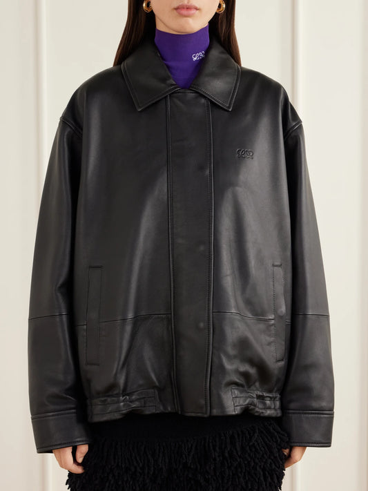 LOEWE Logo-debossed Leather Jacket