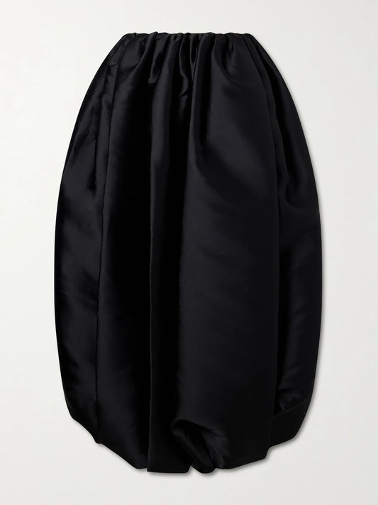 Gathered Duchesse Satin Maxi Skirt