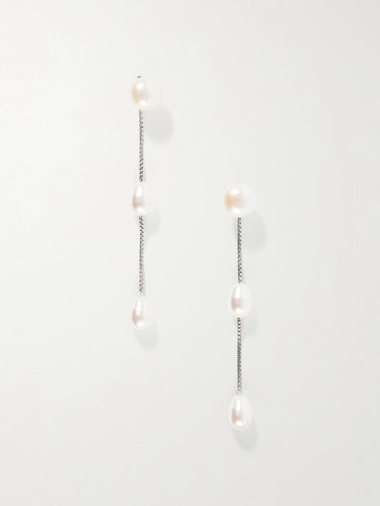Sterling Silver And Pearl Earrings