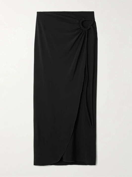 Gathered Jersey Wrap-effect Maxi Skirt