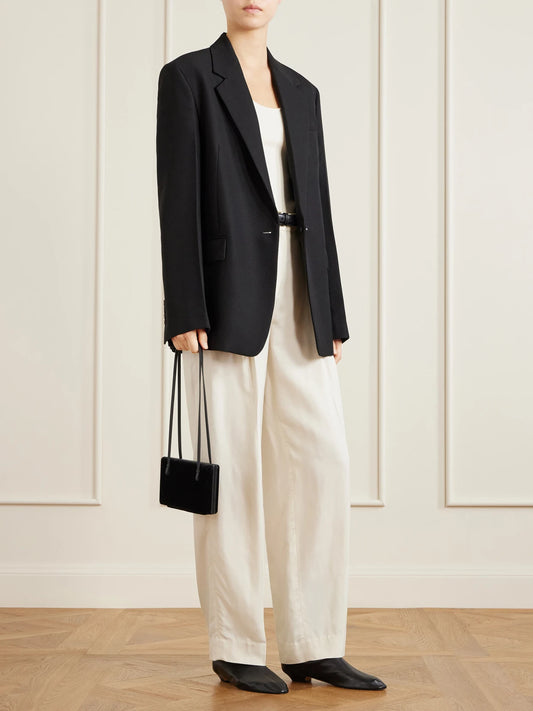 Leather-trimmed Velvet Shoulder Bag