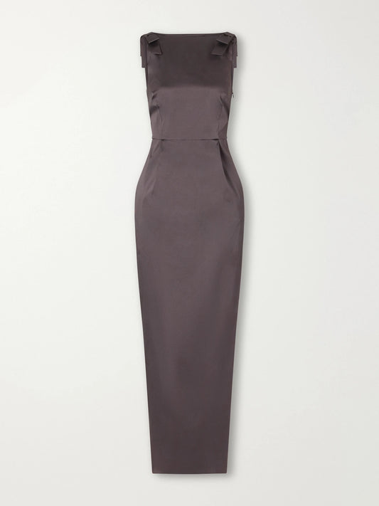 BERNADETTE Lene Bow-detailed Taffeta Maxi Dress