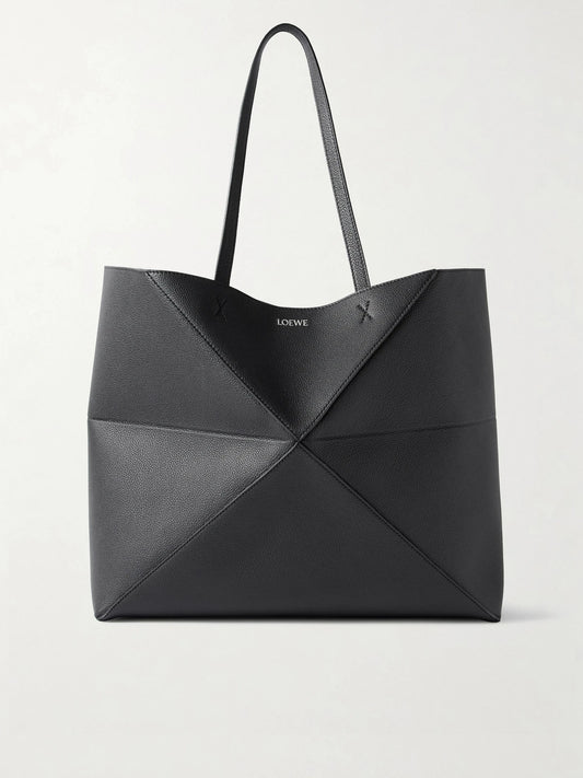 Puzzle Fold Horizontal Large Textured-leather Tote