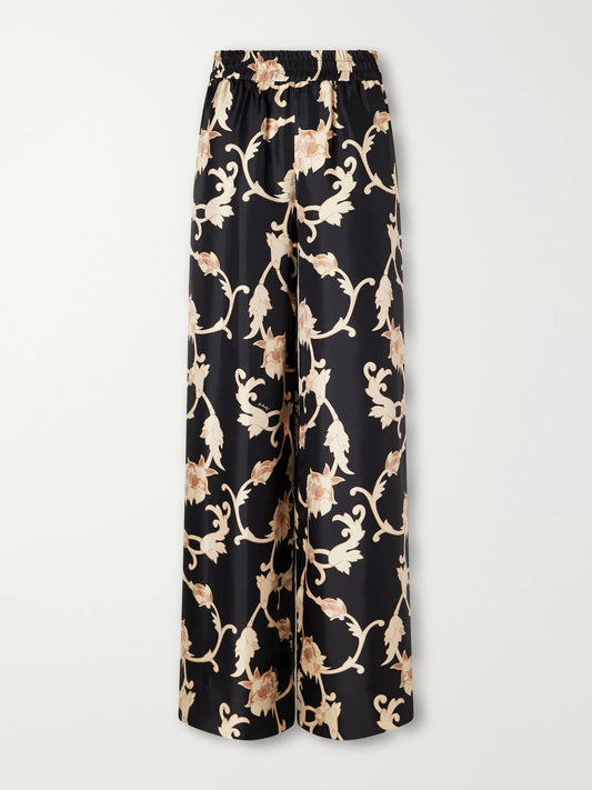 La DoubleJ Palazzo Floral-print Silk-twill Wide-leg Pants