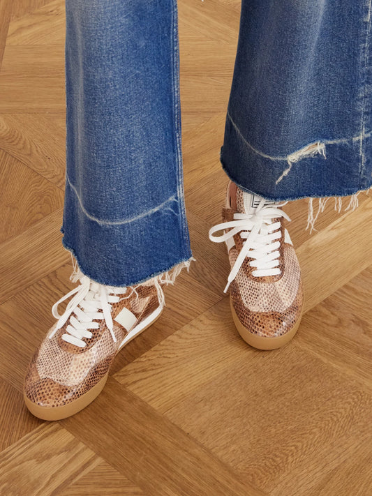 Kick Snake-effect Leather Low Top Sneakers