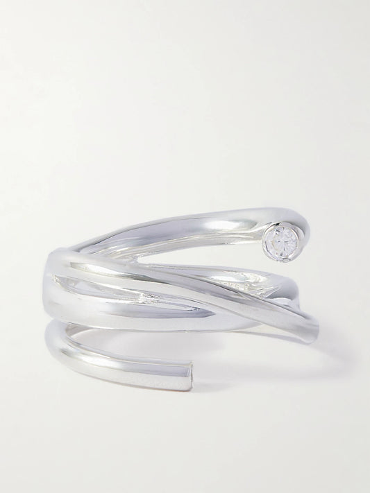 Silver-plated Recycled Silver Cubic Zirconia Ring