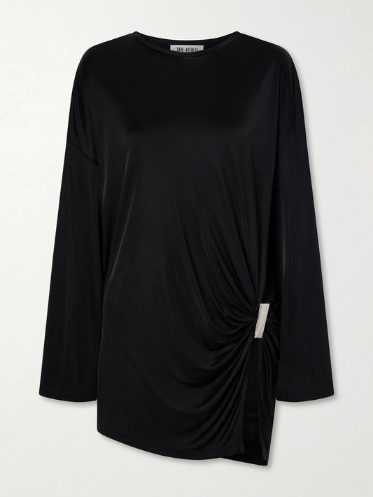 The Attico Gathered Satin Mini Dress