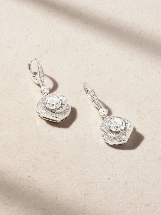 Frozen Kiss Drop 18-karat White Gold Diamond Earrings