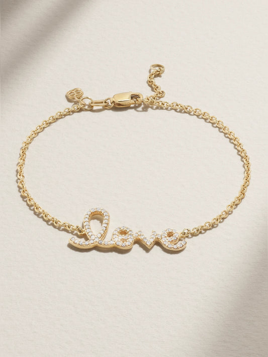 Love Medium 14-karat Gold Diamond Bracelet