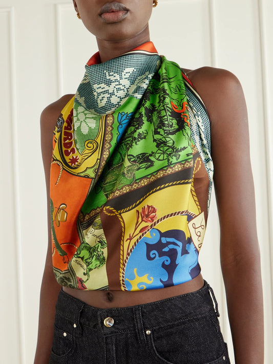 ALÉMAIS Ace Printed Silk-twill Scarf