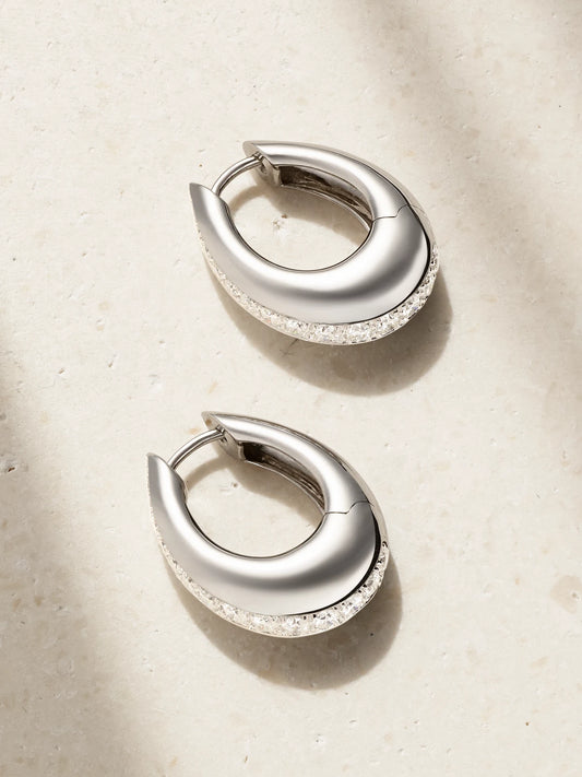 Chakra Icon 18-karat White Gold Diamond Hoop Earrings