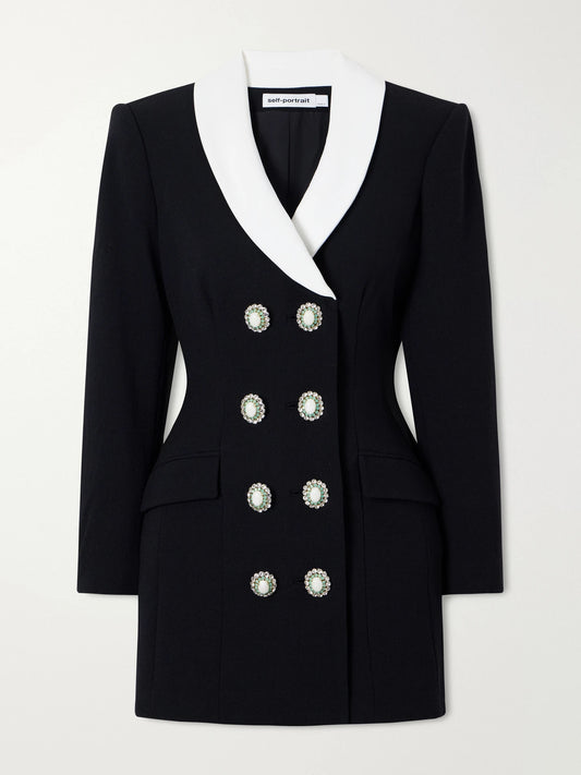Self-Portrait Double-breasted Wool-crepe Mini Dress