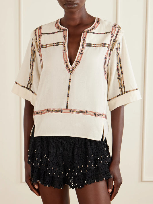Fiosa Embroidered Silk Blouse