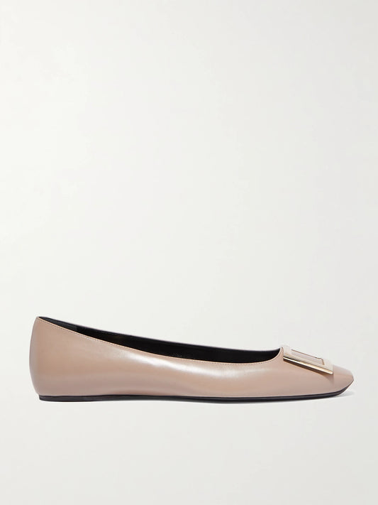 Quadrata Trompette Embellished Leather Ballet Flats