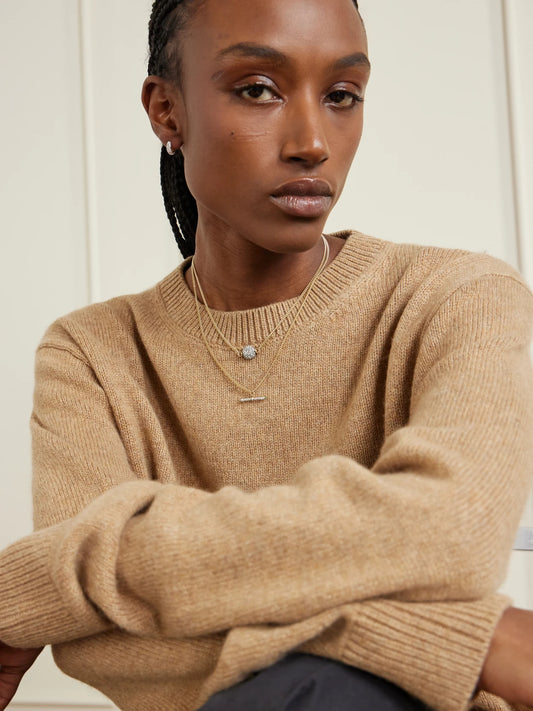 Baby T-bar 14-karat Gold Diamond Necklace