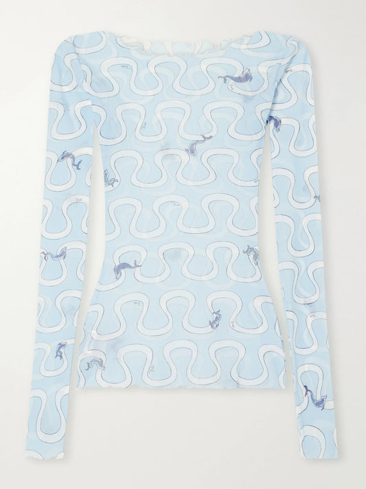 PUCCI Printed Stretch-tulle Top