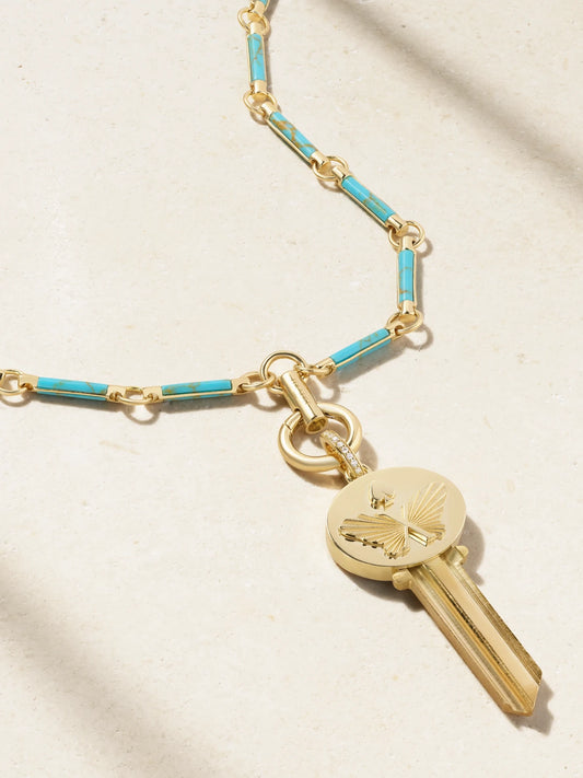 Reverie 18-karat Gold, Turquoise And Diamond Necklace