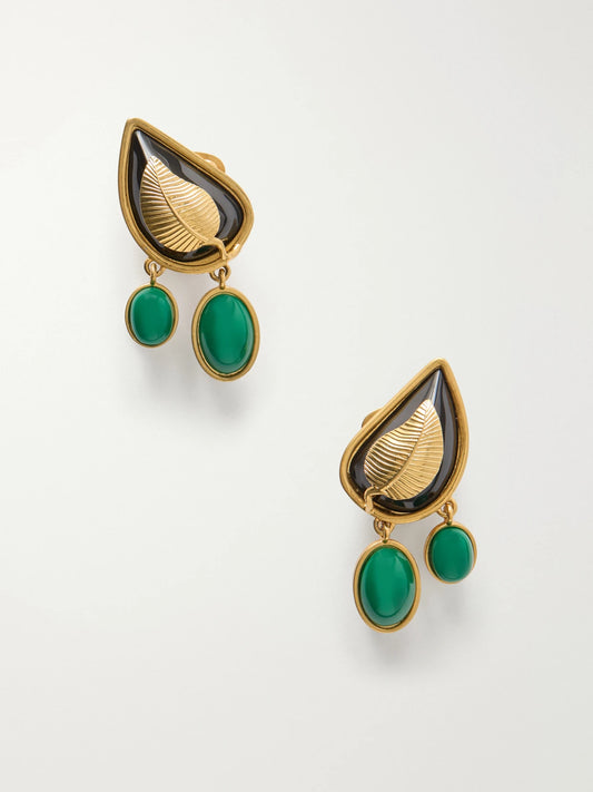 Sonia Petroff Leaf Enamel Gold-plated Earrings