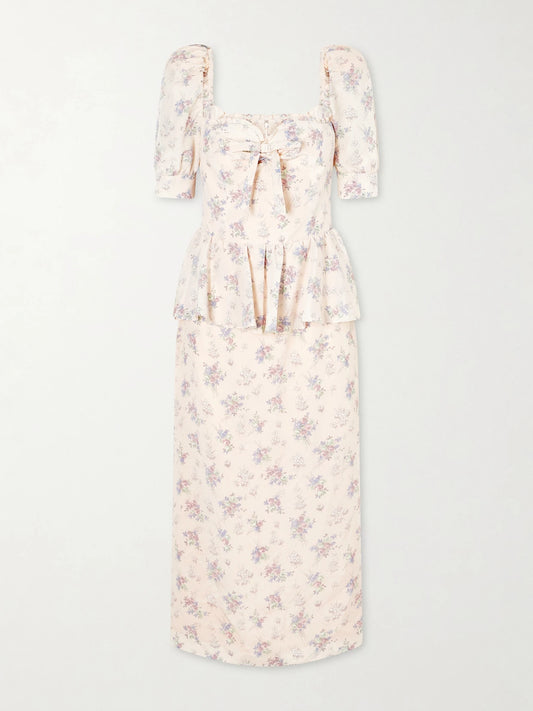 Floral-print Silk-satin Midi Dress