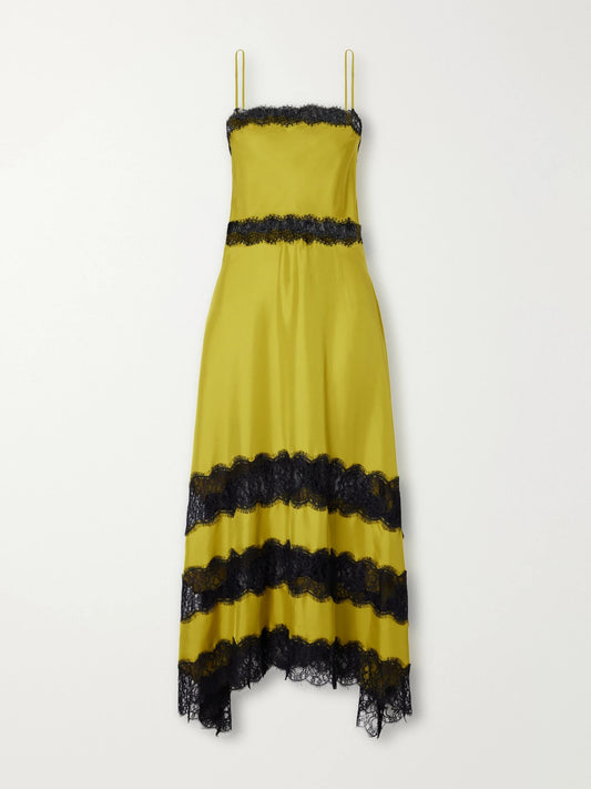 Ulla Johnson Coco Lace-trimmed Silk-satin Midi Dress