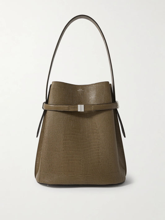 Belted Lizard-effect Leather Tote