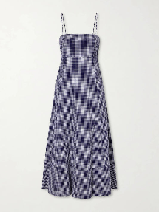Thay Gingham Knot-detailed Cut-out Seersucker Midi Dress